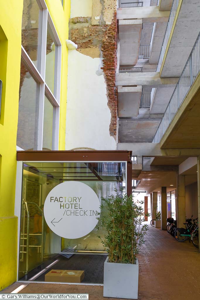 The urban style Factory Hotel entrance in Münster, Germany