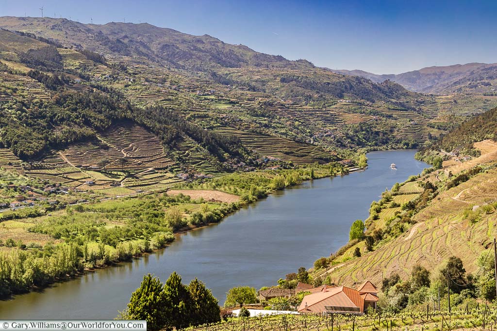 A view over Portugal's UNESCO recognised Douro Valley with the river taking centre stage.