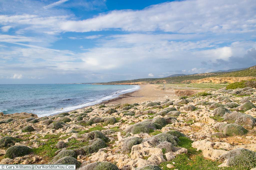 The view along Lara beach on the western edge of Cyprus