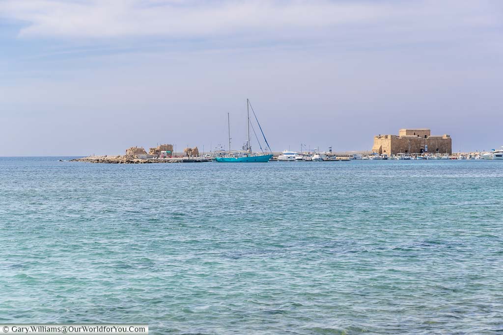 The view across Paphos harbour with the Castle in the background