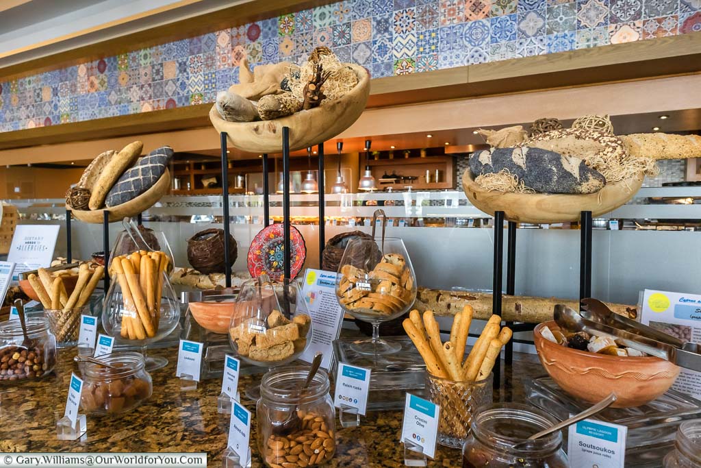 A selection of treats from the breakfast buffet at Olympic Lagoon Resort Paphos.