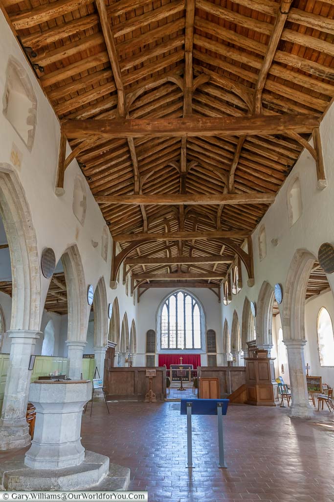 The vaulted roof inside St George's Church, Ivychurch on the Romney Marsh in Kent