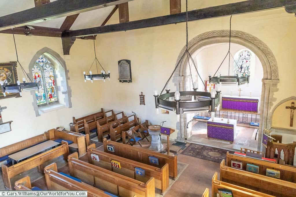 The inside of the Medieval St Peter & St Paul's Church in Dymchurch from the gallery above