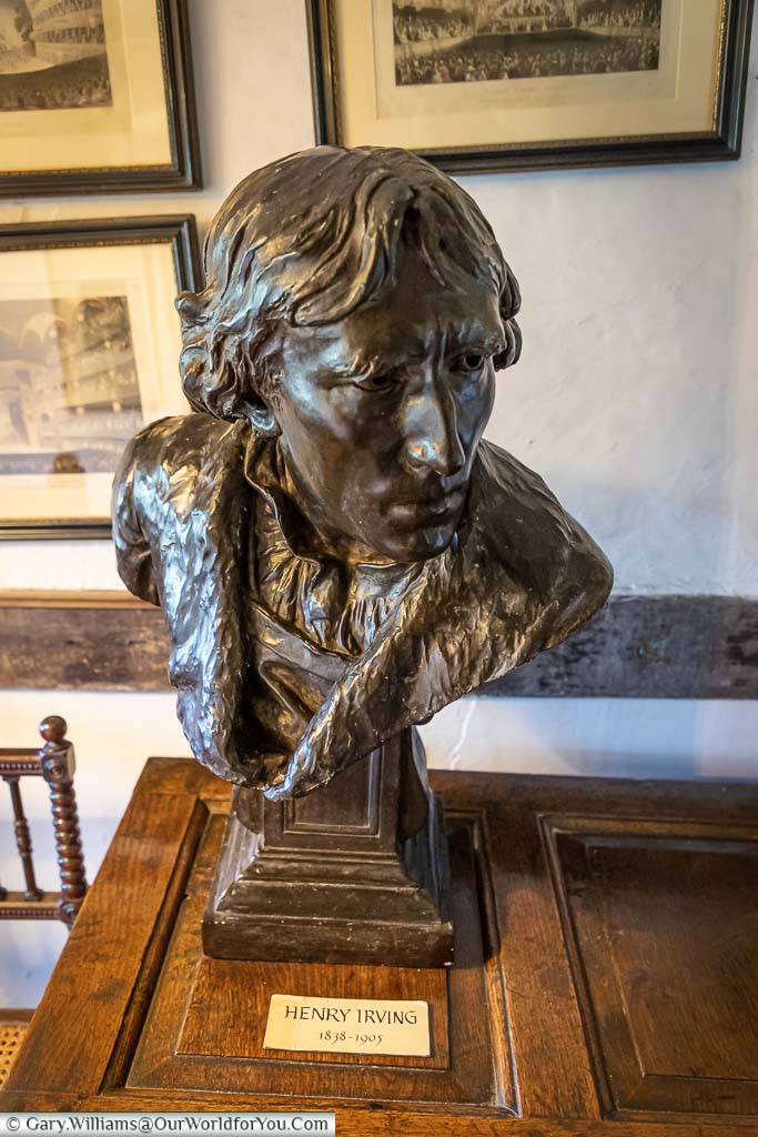 A small bronze bust of Henry Irving on display in Smallhythe Place in Kent