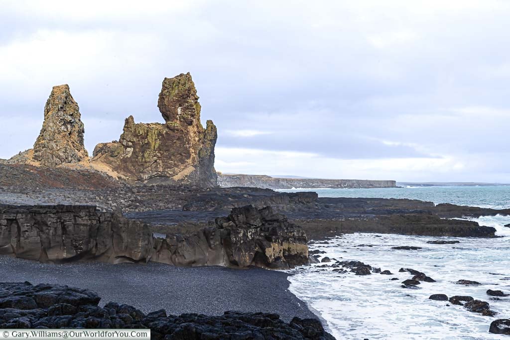 The Londrangar rock formation on the north west coast of Iceland
