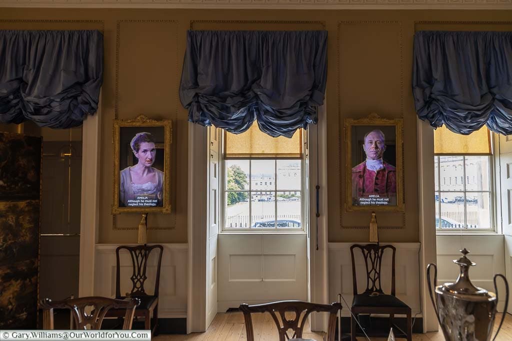 A multimedia presentation in the dining room of number one royal crescent, bath