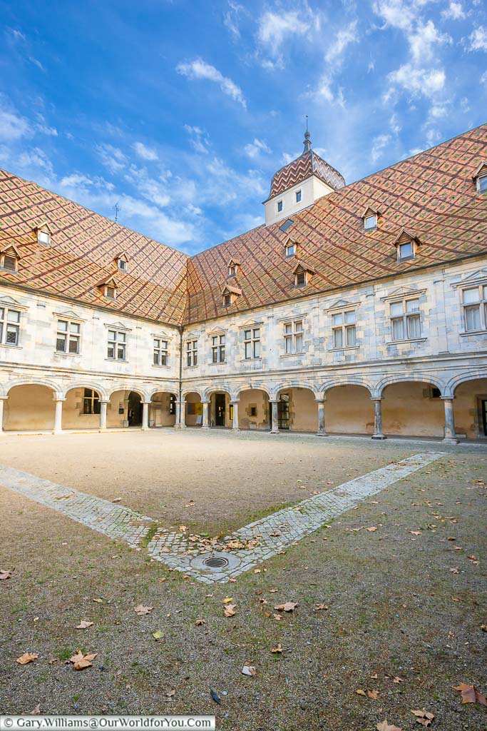 The inner courtyard of the Musée du Temps in Besançon, one of the off the radar places to visit in france