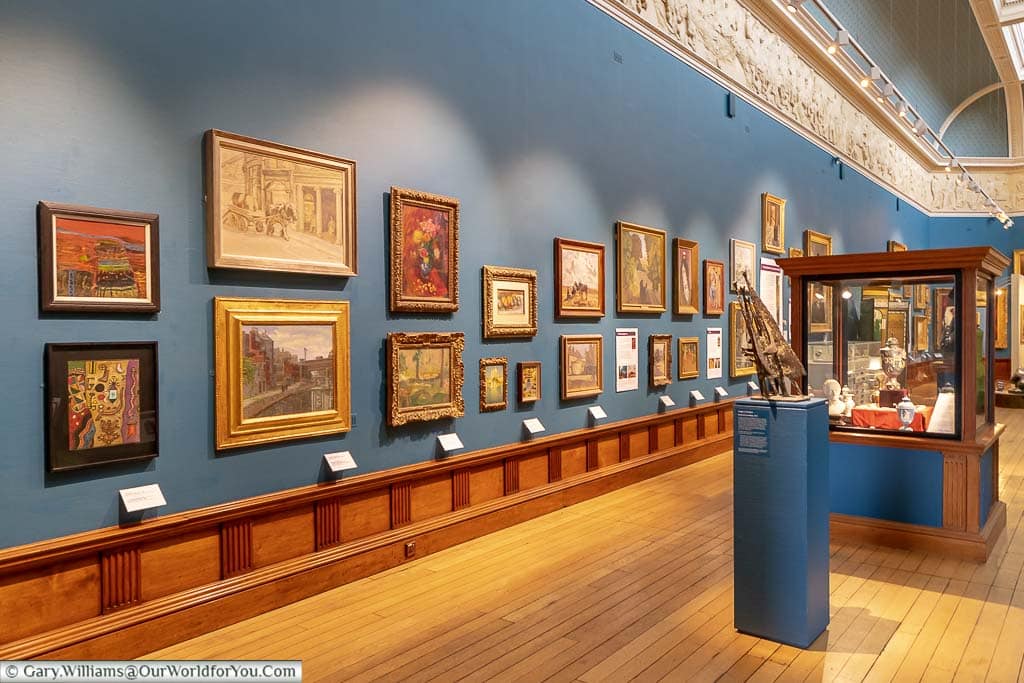 One wall of the Large Upper Gallery of the Victoria Art Gallery in Bath