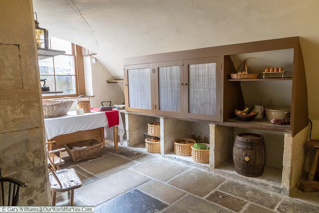 The scullery of number one royal crescent with its hard stone floor and laundry essentials