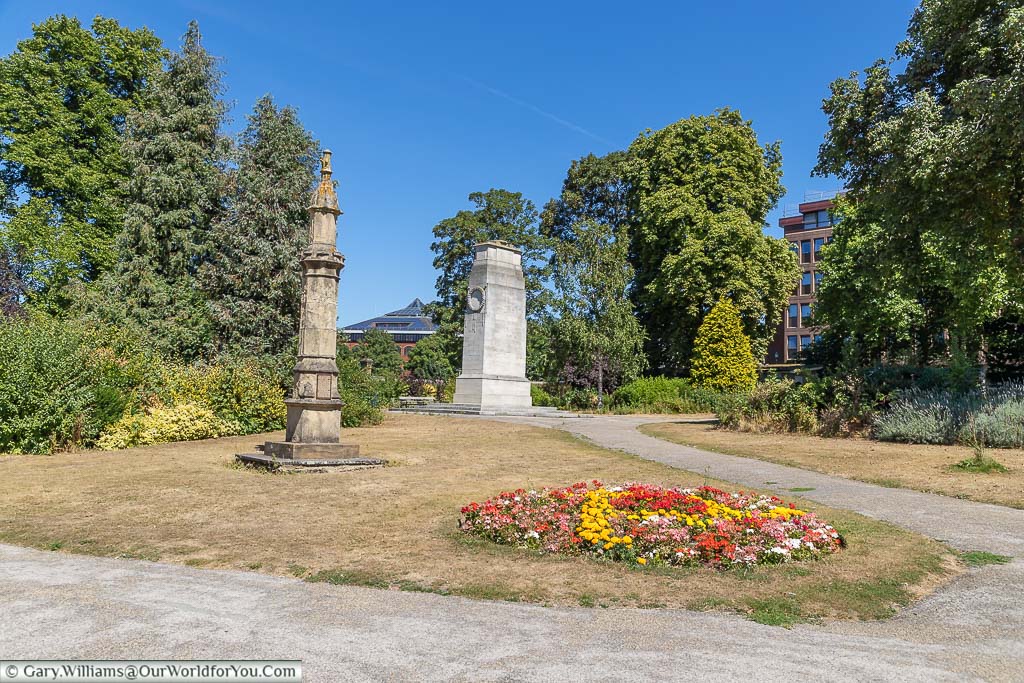 A couple of historic monuments in the public Brenchley Gardens in maidstone.