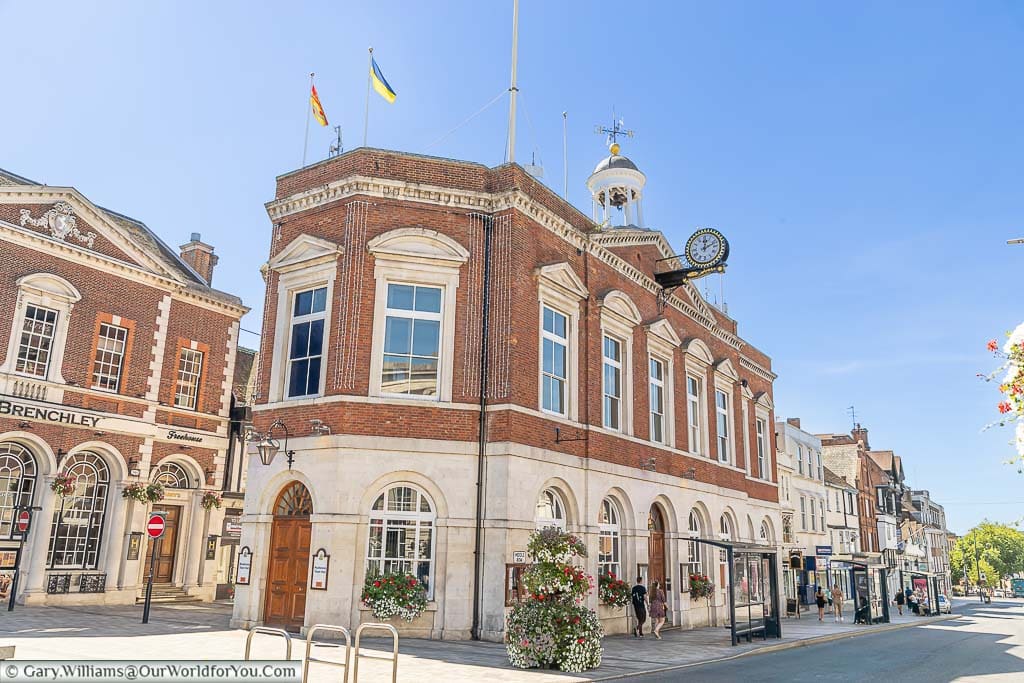 Maidstone town hall standing between the high street and bank street in the centre of maidstone