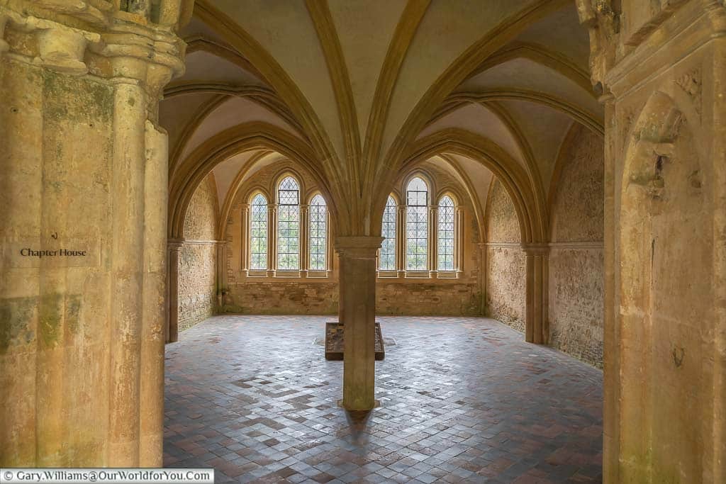 The Chapter House with its vaulted ceiling in Lacock Abbey, Wiltshire