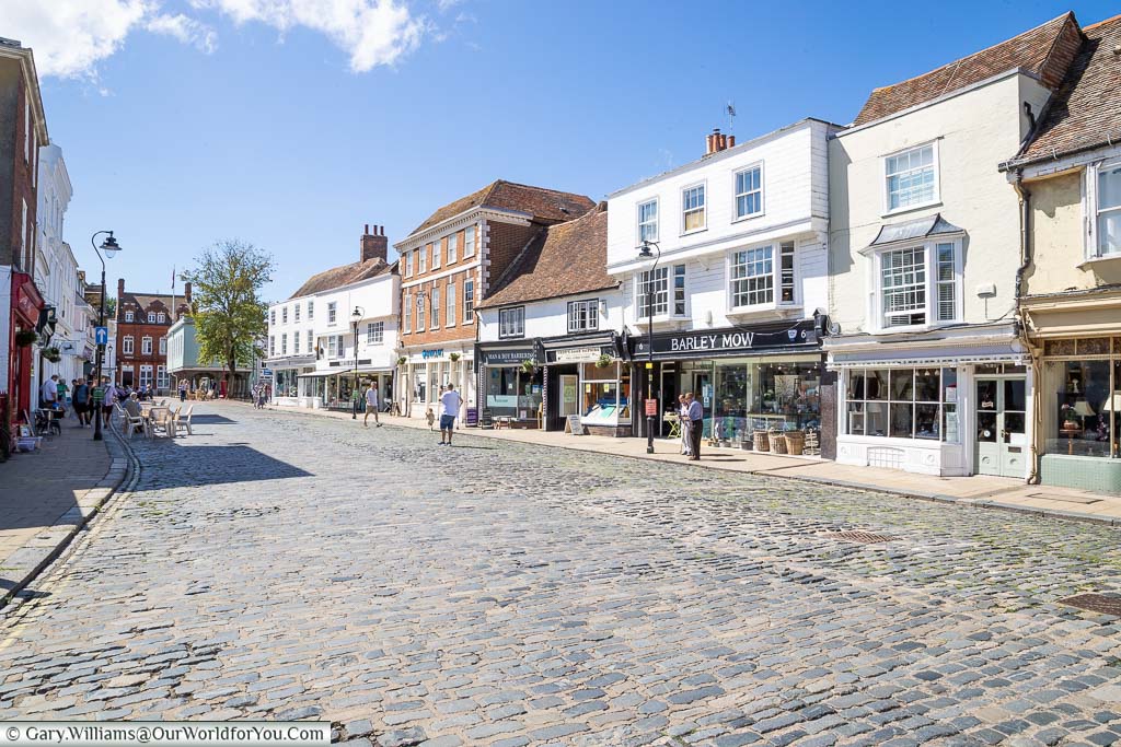 A view down the Court Street in Faversham, looking towards the Guildhall