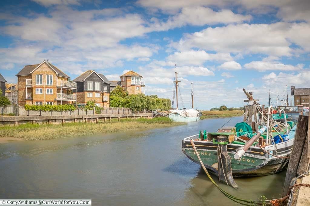 Historic boats moored up on Faversham Creek at Standard Quay