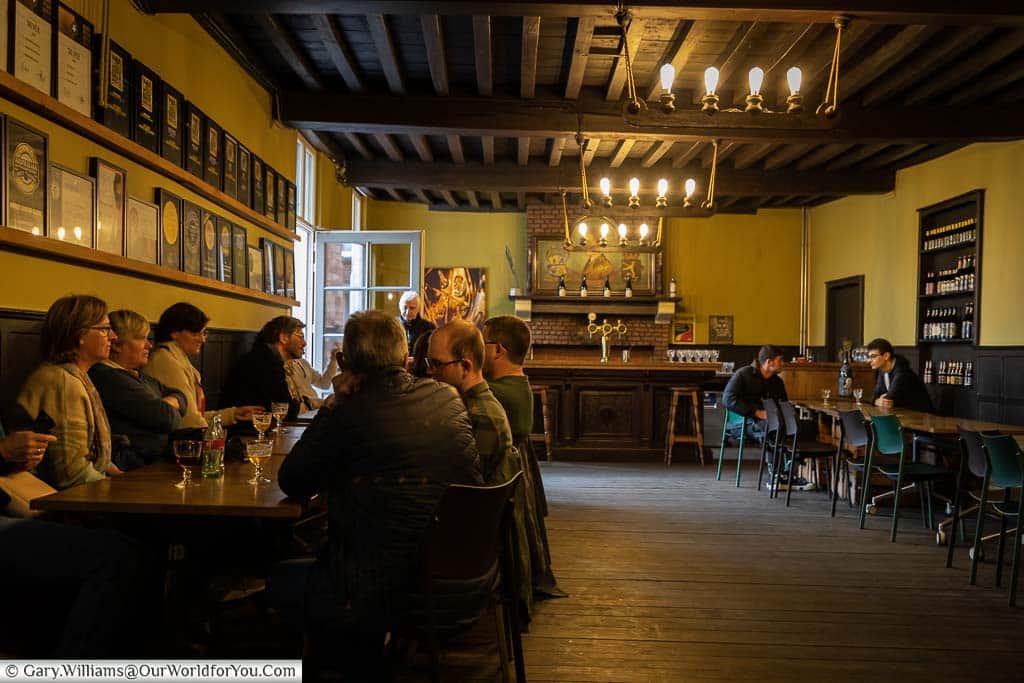 Inside the tasting room of the Het Anker brewery of Mechelen.