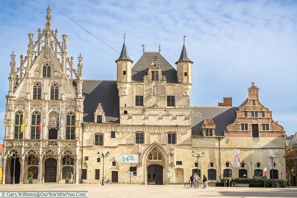 Mechelen's historic City hall and Cloth Hall on the edge of the Grote Markt