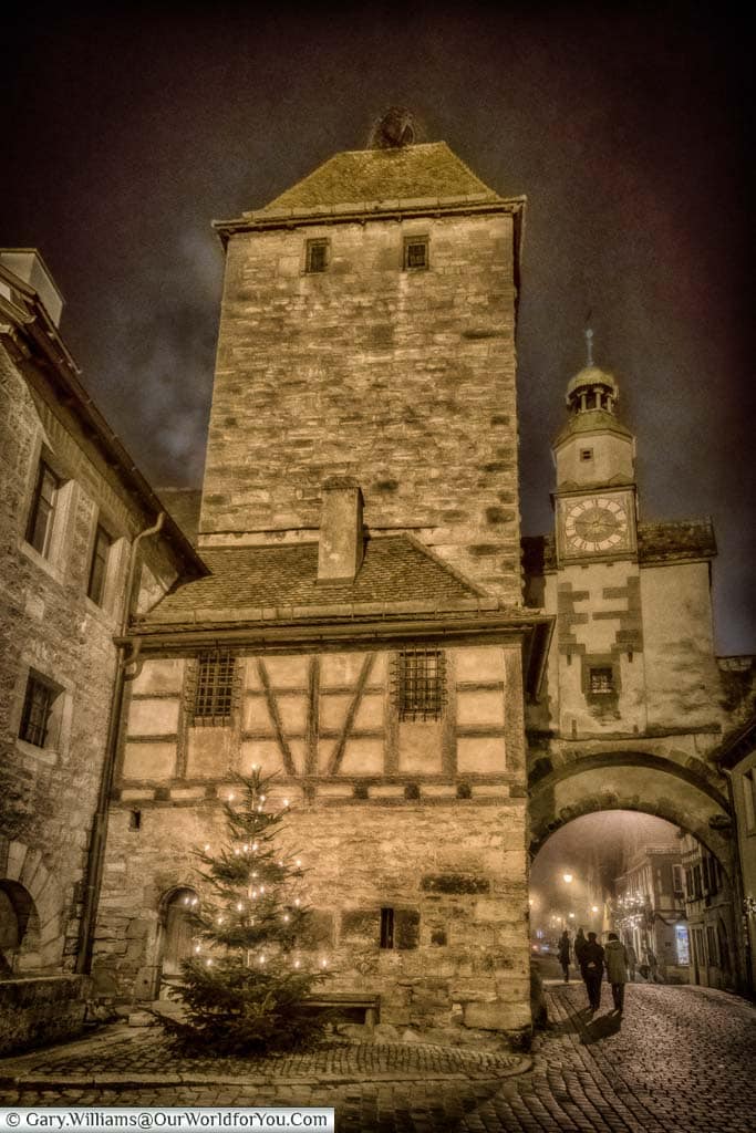 The markus tower in rothenburg ob der tauber at night