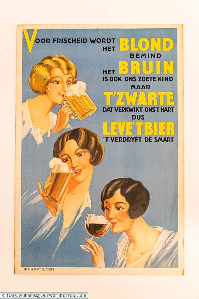 A retro-looking advertising poster for the het anker brewery featuring three women drinking different styles of het anker beer.