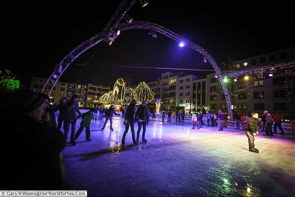 The large, square ice rink in Cologne's Heumarkt that was in use up until 2013