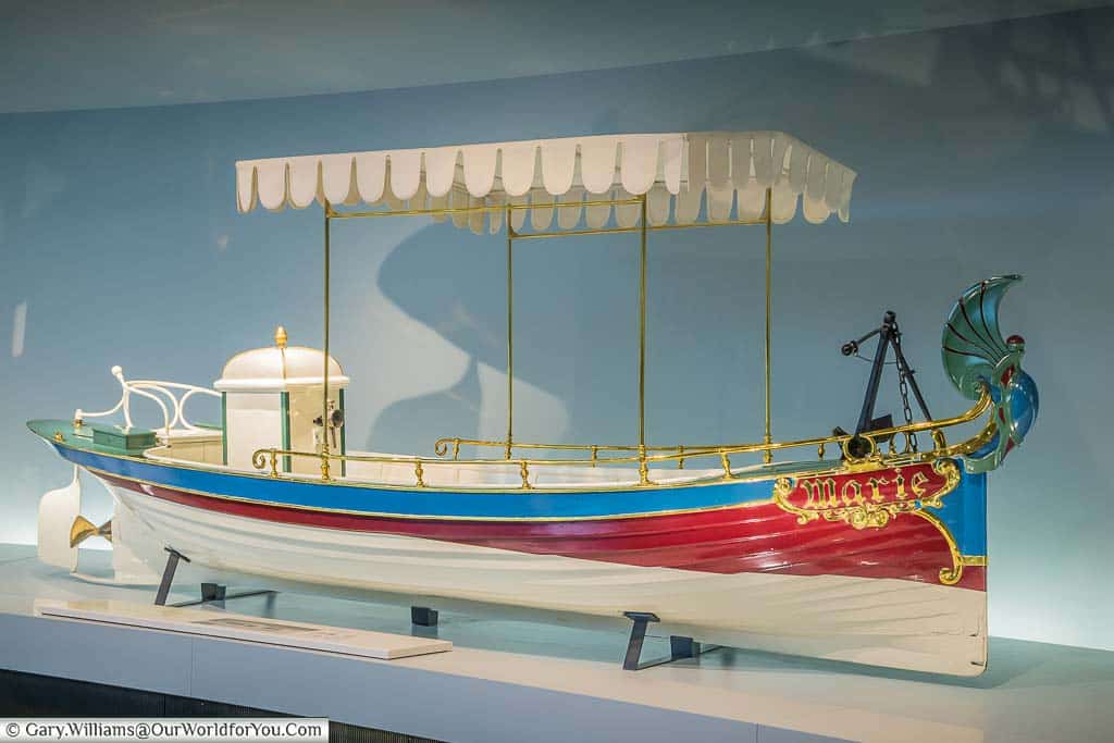 Otto von Bismarck's Daimler motorboat name 'Marie' from the 1880's , in the mercedes benz museum in stuttgart