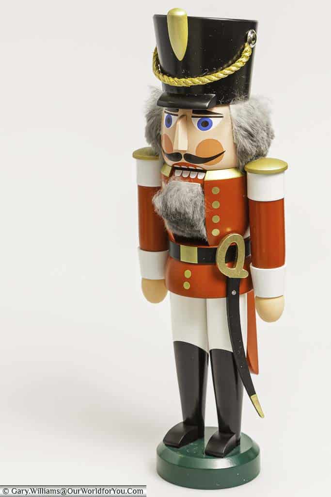Our traditional soldier nutcracker decoration purchased in Germany from a Käthe Wohlfahrt store.