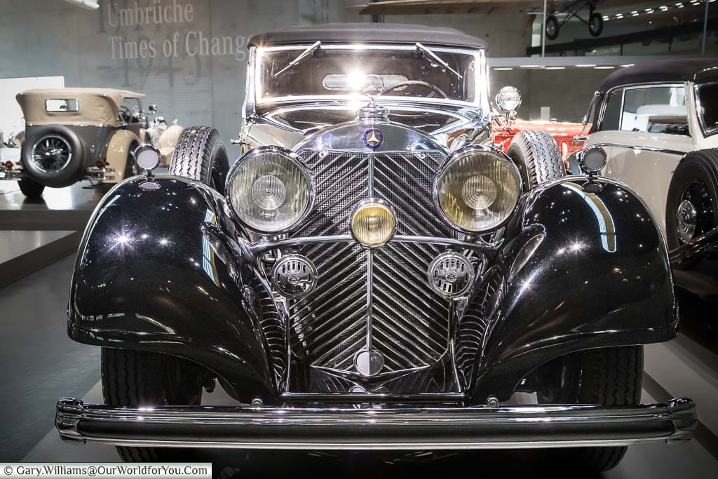 The impressive Mercedes-Benz 770 Grand Mercedes open tourer from the 1930s & 40's in the mercedes benz museum in stuttgart