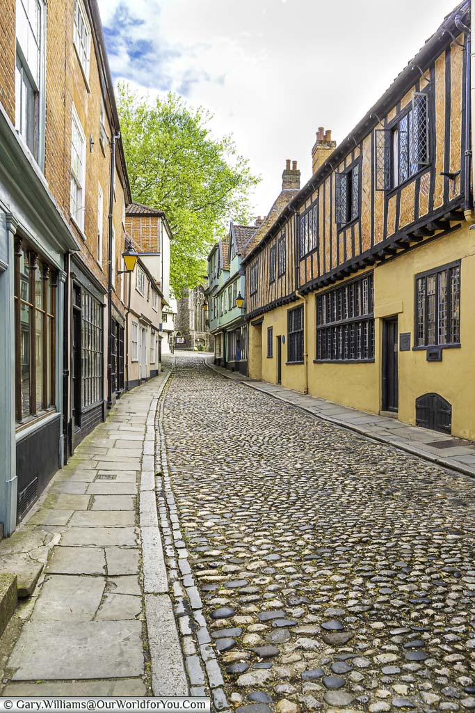 Elm Hill, a cobbled street in the Tombland district of Norwich