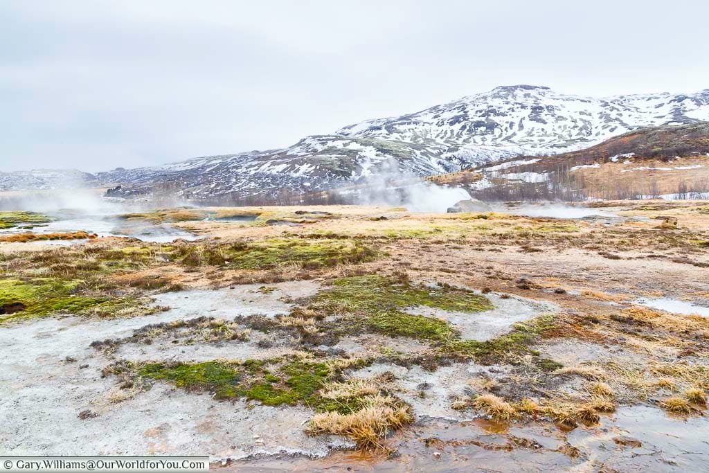 Steam rising from the earth on the Golden Circle in Iceland