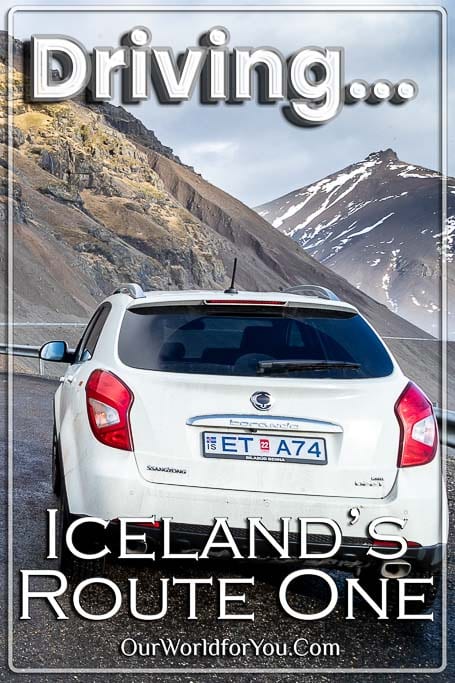 The pin image for our post - 'Driving Iceland's Route One '