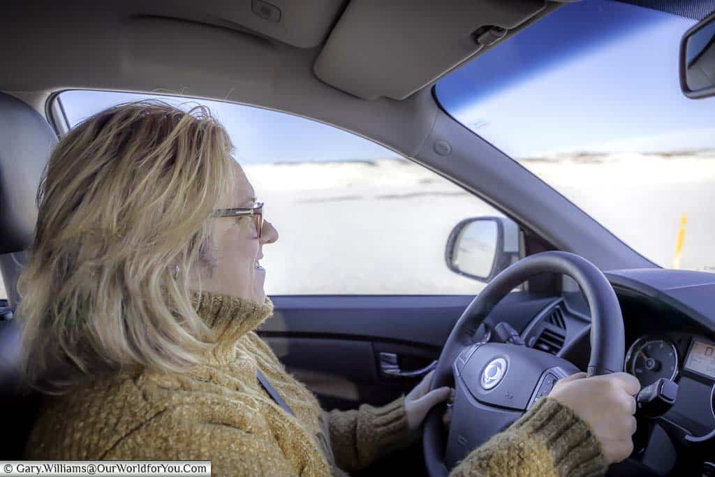 Janis driving Etta in Iceland