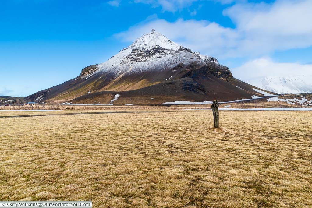 The snow-tipped Snæfellsjökull volcano in Western Iceland
