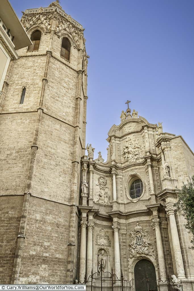 El Miguelete and the entrance to the Cathedral in Valencia, Spain