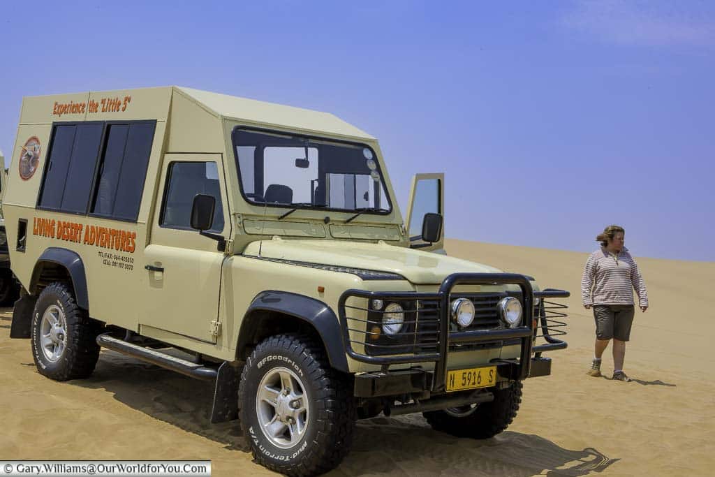 Janis and the Land Rover, Living Desert Adventures, Walvis Bay, Swakopmund, Namibia