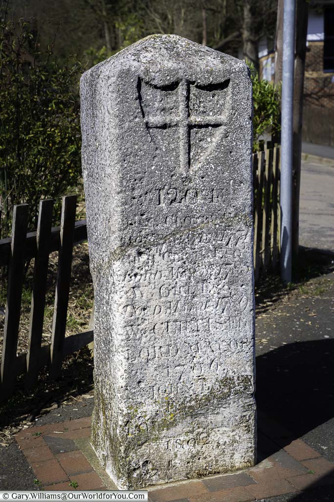 A metre-high stone marker from the 18th-Century of the limits of the charter rights for London Fishermen