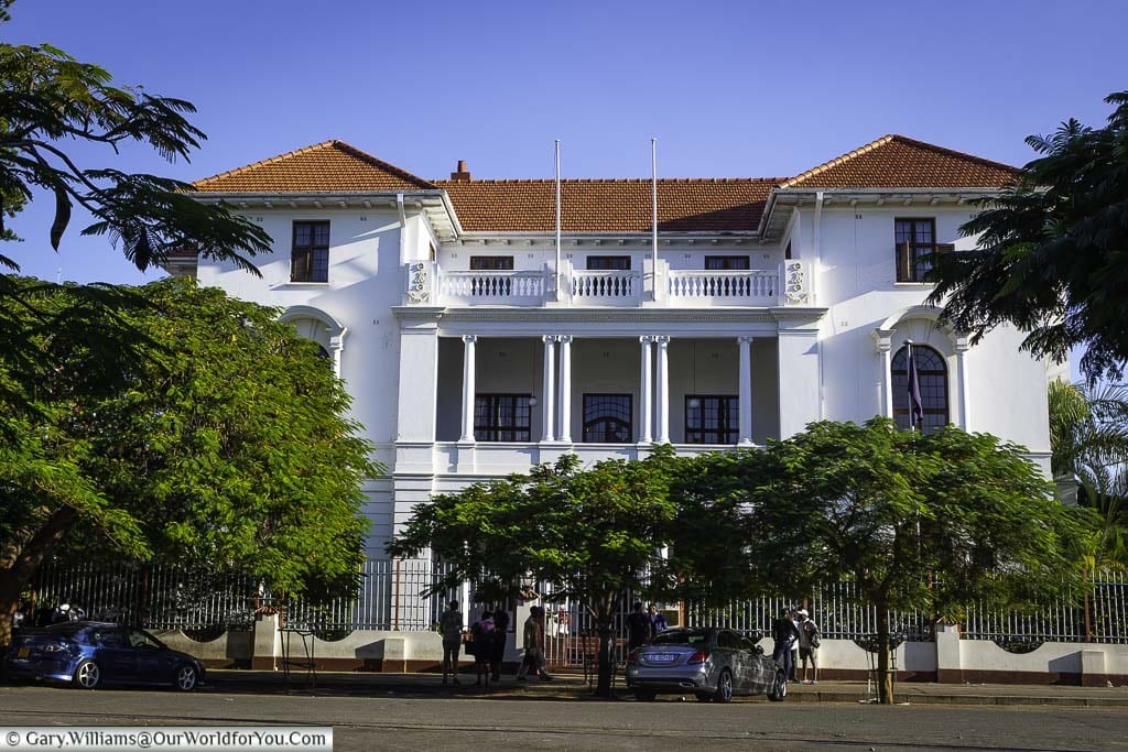The white facade of the colonial-styled Bulawayo Club in Zimbabwe's second city.