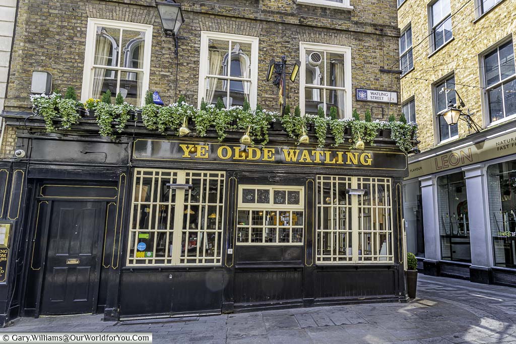 The Ye Olde Watling pub on Watling Street, a traditional tavern, on the historic London to Dover way.