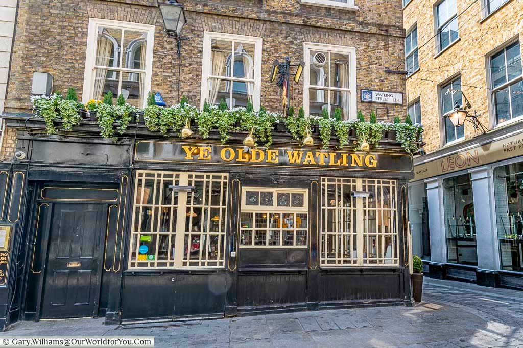 The Ye Olde Watling pub on Watling Street, a traditional tavern, on the historic London to Dover way.