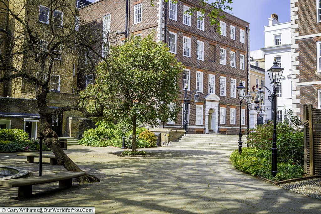 A pathway leading to the brick chambers of the Middle Temple in London's legal district