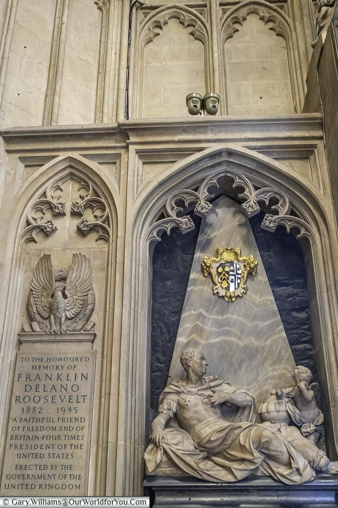 The memorial to Franklin D Roosevelt in westminster abbey in london