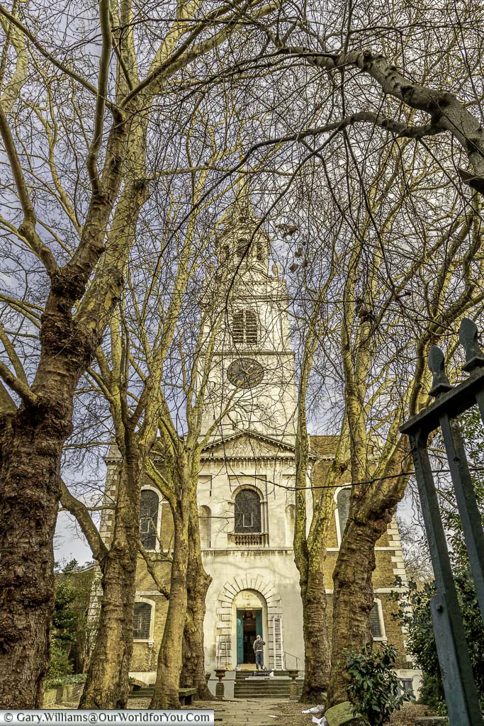 St. James’s Church in Clerkenwell prepared for the filming of The Gangs of London