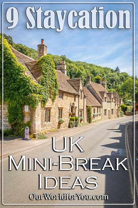 The Pin image for our post - '9 UK Staycation mini-break ideas'