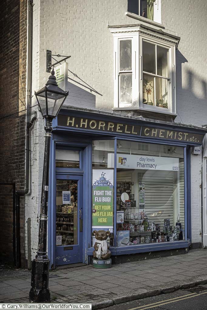A modern pharmacy in a period chemist shop in Rye High Street