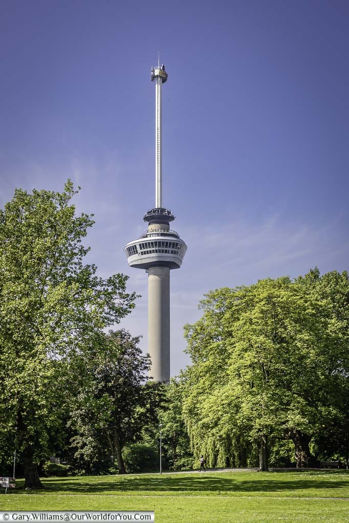 The Euromast observation tower set in rotterdam's leafy city park