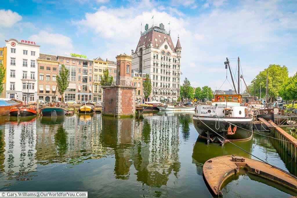 Looking across one of Rotterdam’s harbours towards the White House, a historic building that survived to city's destruction in World War 2