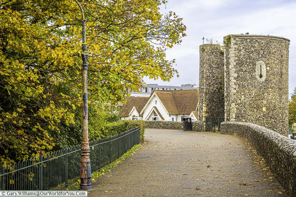 The pathway around the City Walls at the edge of Dane John Gardens in the south-east of Canterbury.