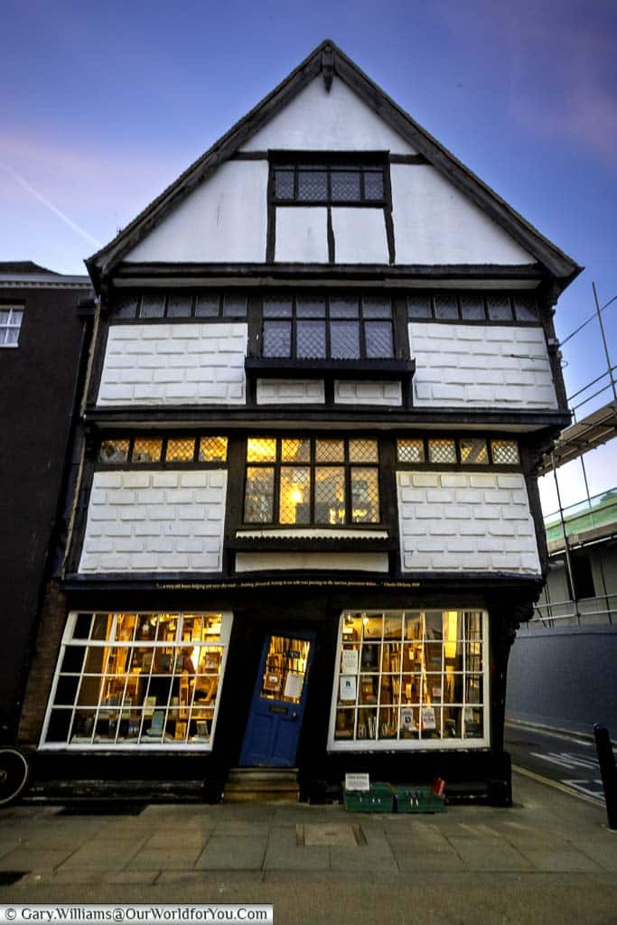 A crooked 17th-century shop on the King's Mile in Canterbury