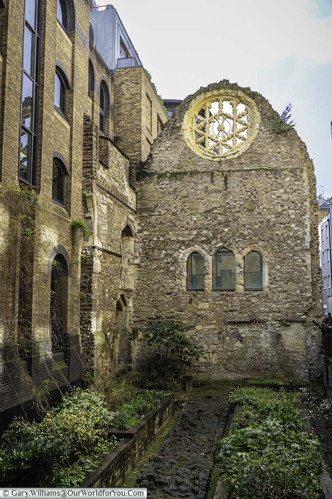 The historic ruins of winchester palace on clink street in the bankside region of london