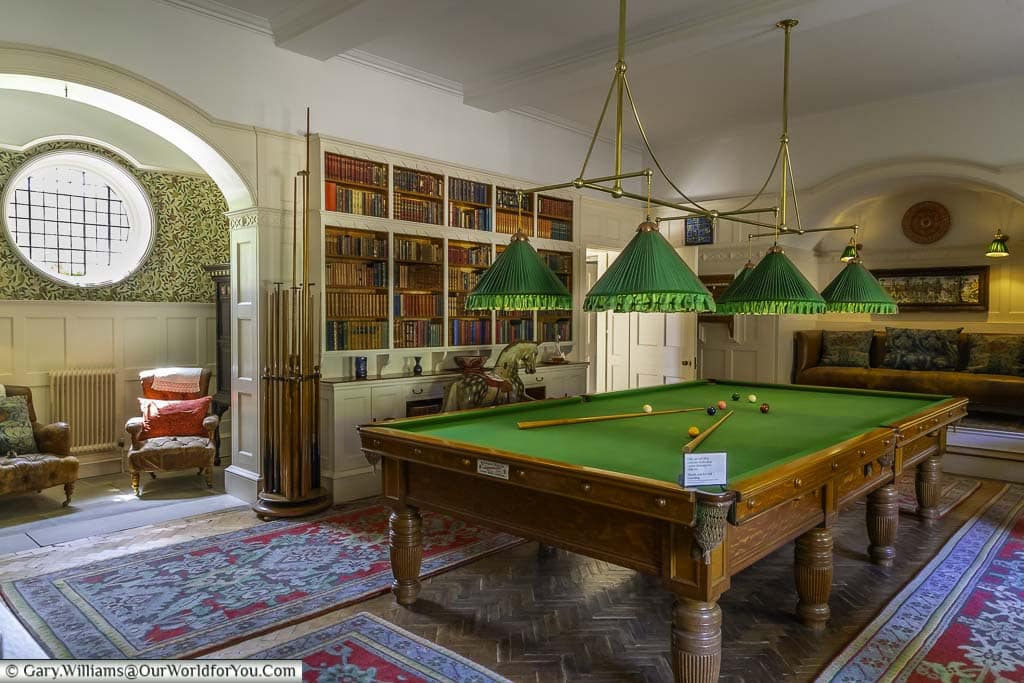 The large billiard table in the arts and crafts styled Standen house