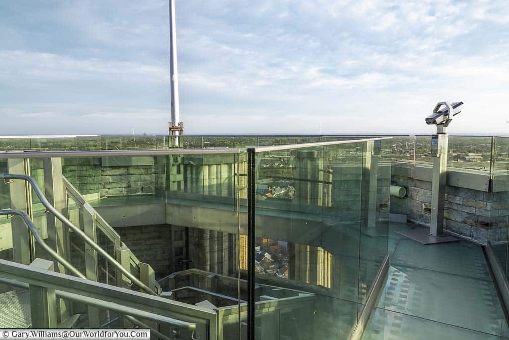 The skywalk at the top of St Rumbold’s tower, offering great views over mechelen, flanders