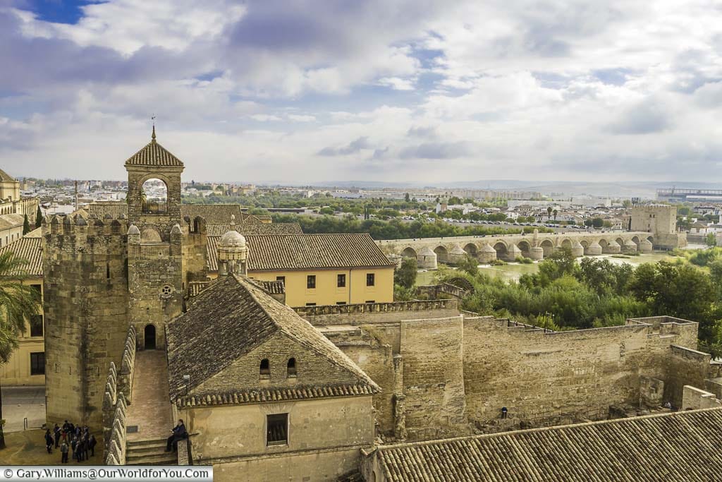 The view from the Alcáza over the old Roman Bridge of Cordoba.